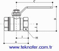 doğalgaz küresel vanası teknik çizimi